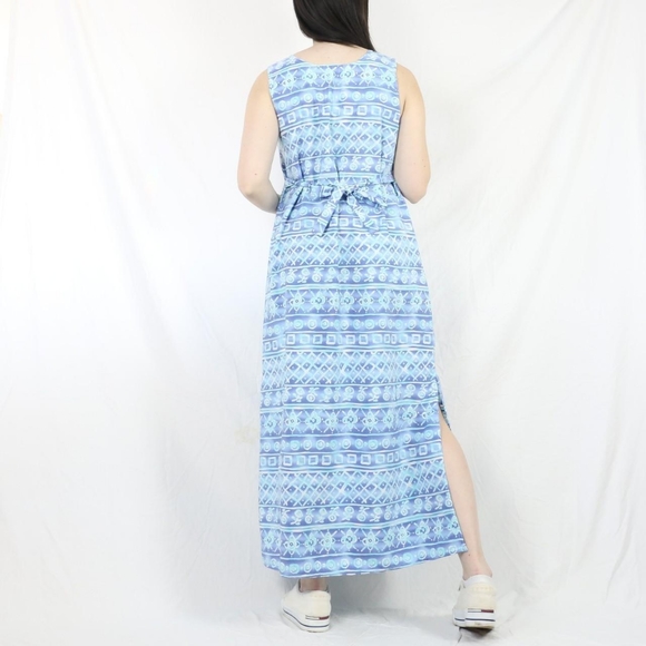 Vintage Blue Print Maxi Dress - Picture 3 of 4